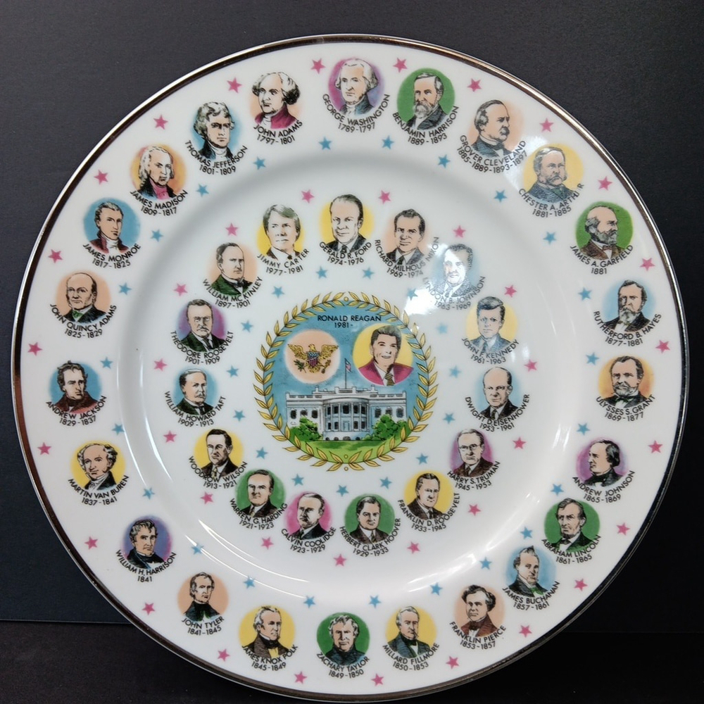 Vintage USA Presidents Collectors Plate 1981 Washington-Reagan 1981 JAPAN